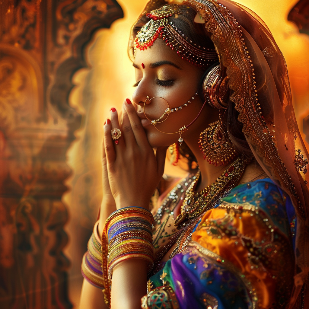 Indian woman listening music love