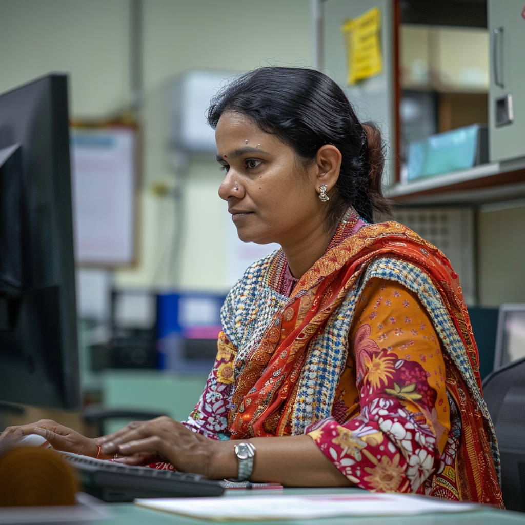 Indian working mother in office