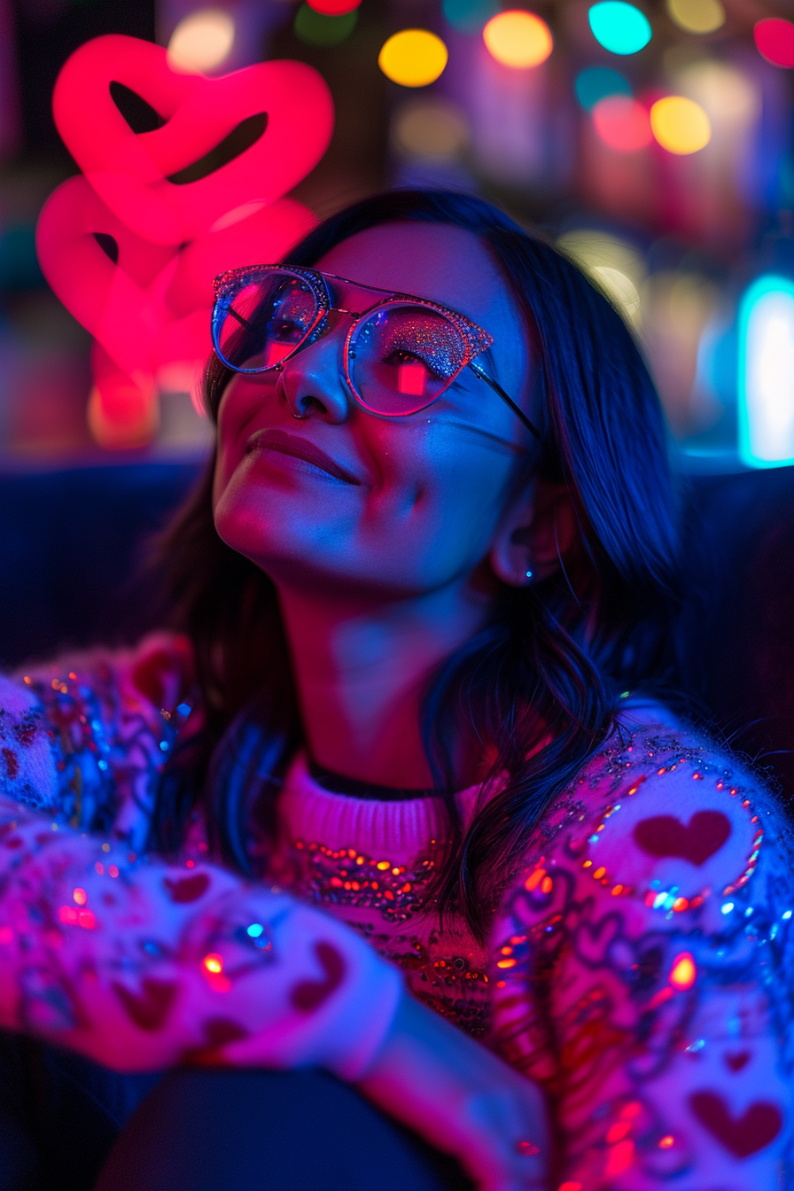 Smiling Indian woman on couch