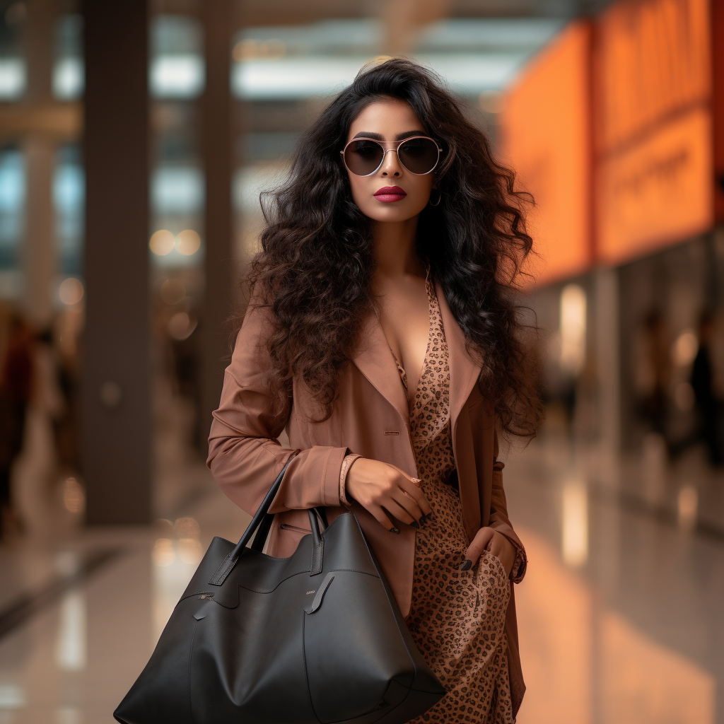 Indian woman with sunglasses and handbag