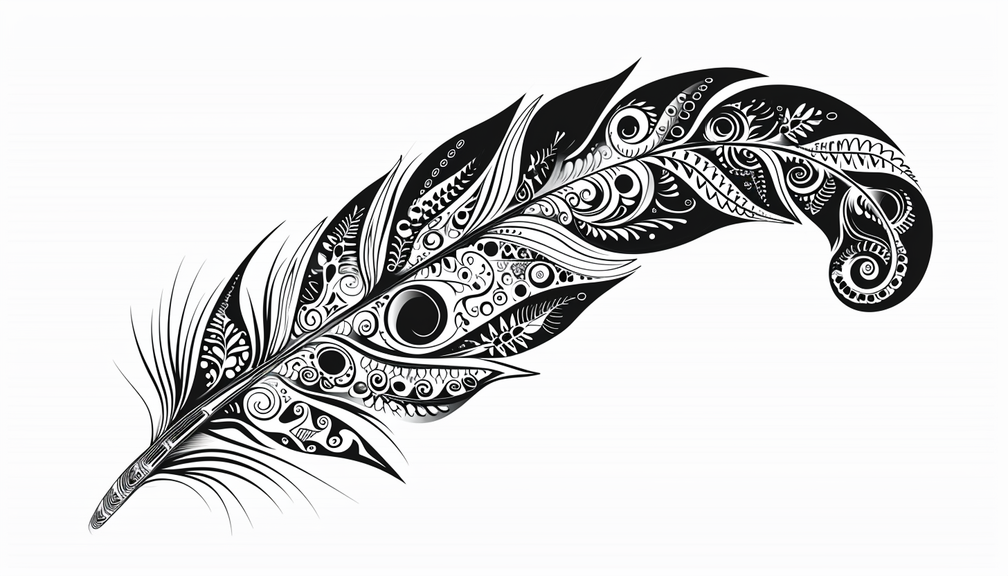 Indian Feather Symbol in Black and White