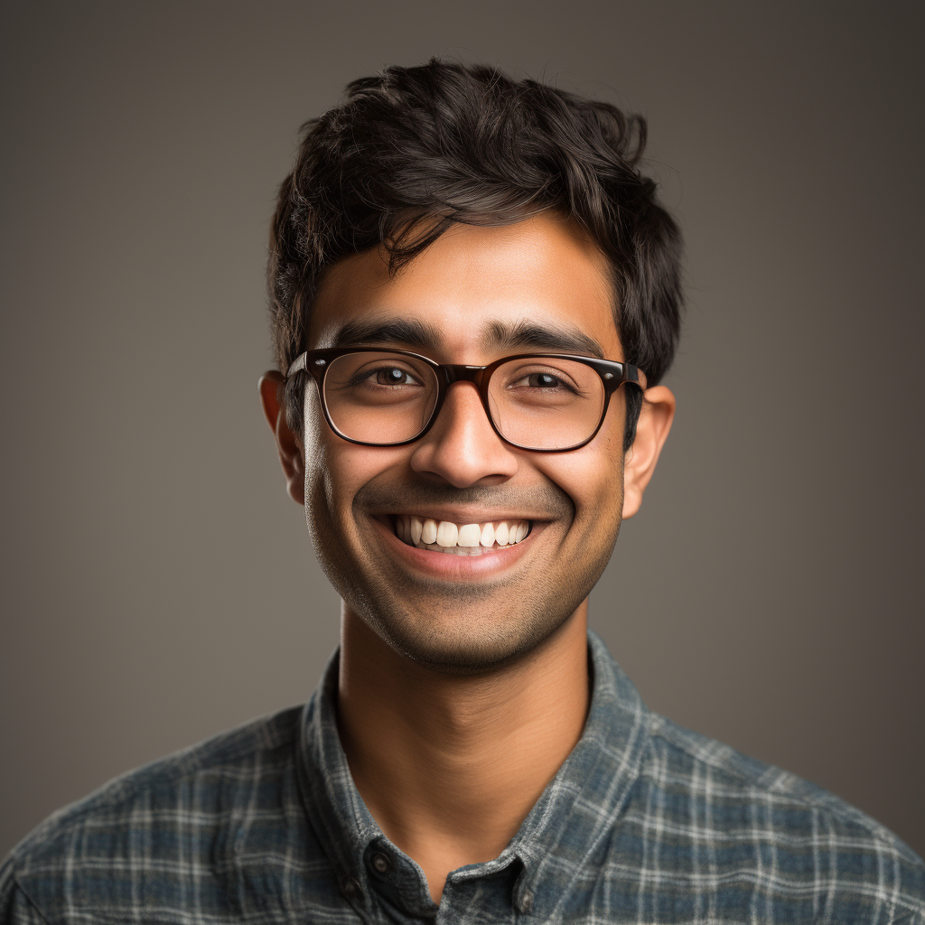 Smiling headshot of 32-year-old Indian male