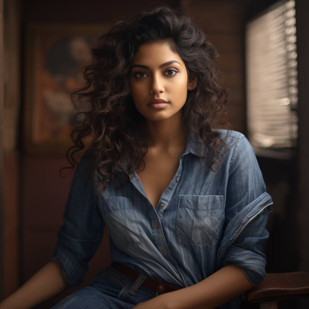 Fashionable Indian women in 30s wearing denim