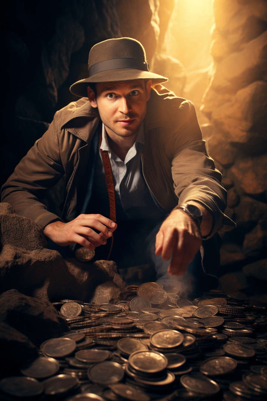 Indiana Jones reaching for treasure