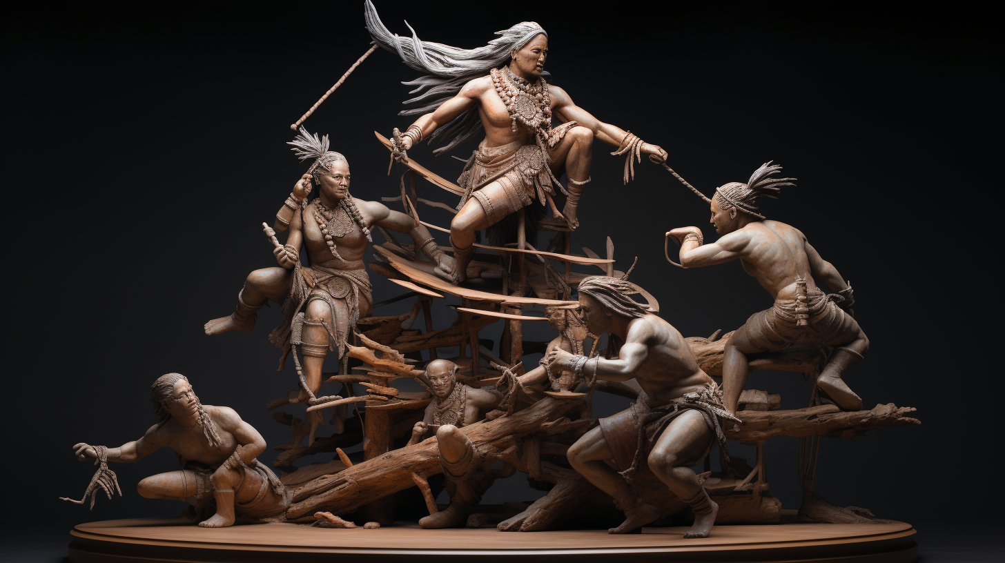 Allegorical sculpture of indigenous ideas and culture