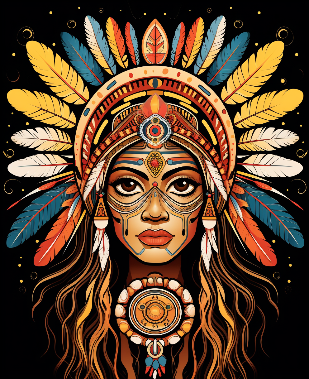 Indigenous Native Goddess Cartoon