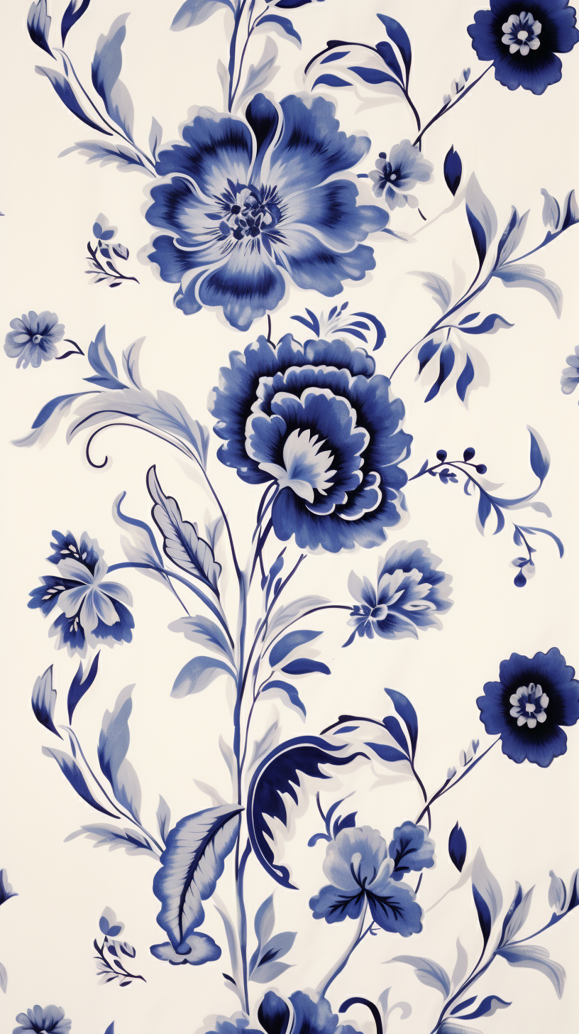 Indigo bloom on cream background