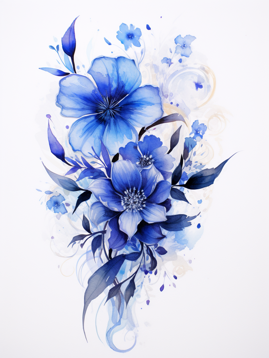 Indigo Flower Tattoo Design