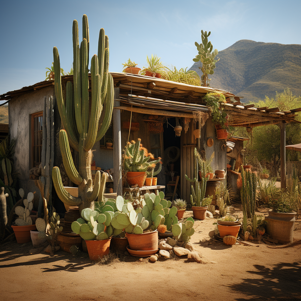 New Indonesian Batak Toba House with cacti