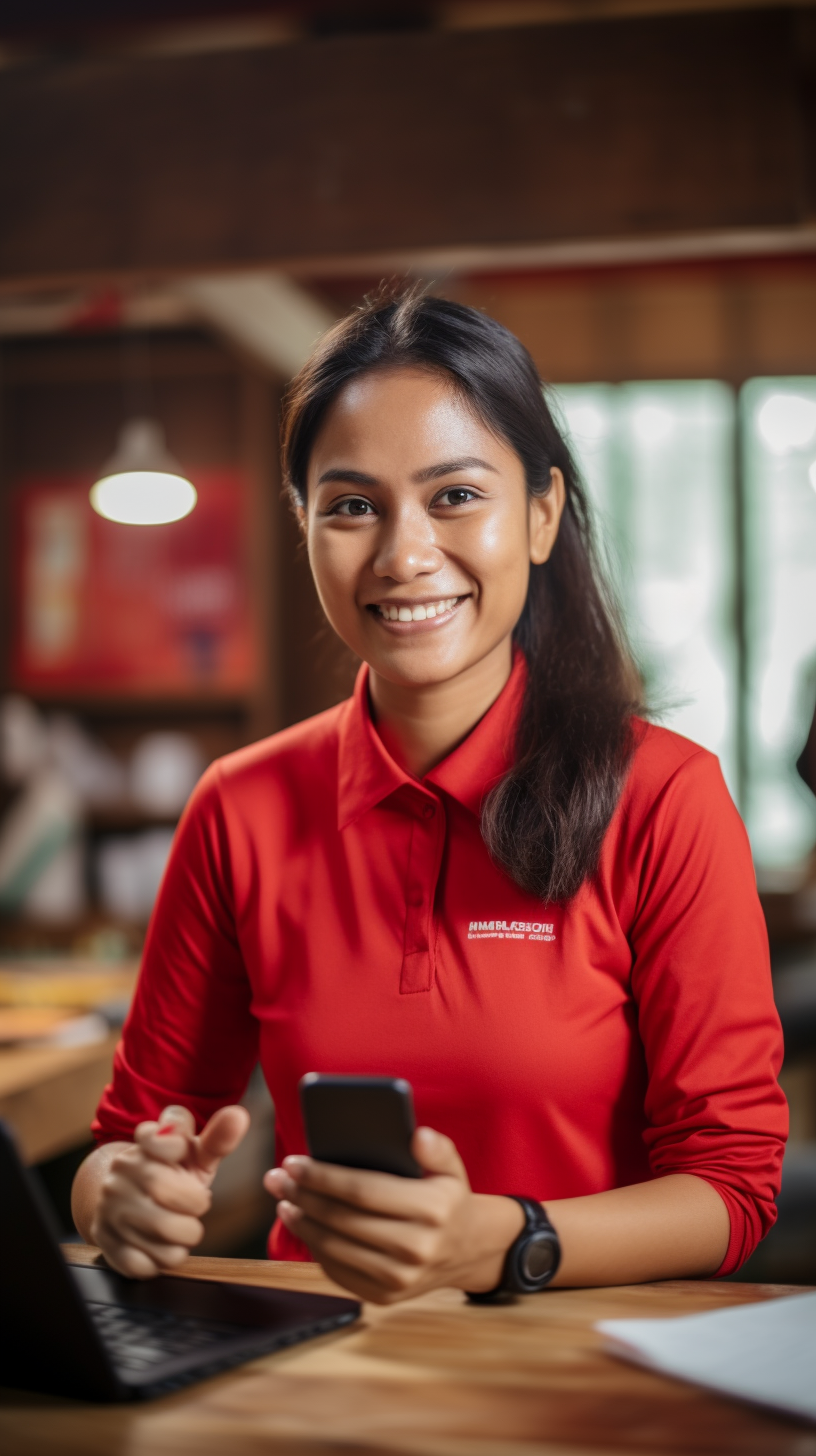 Indonesian business woman smiling at camera