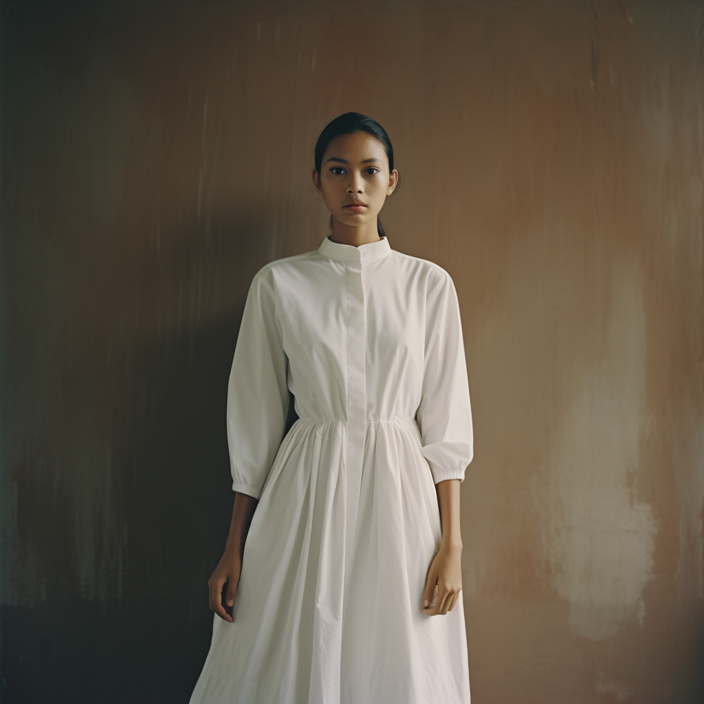 Indonesian woman in white dress