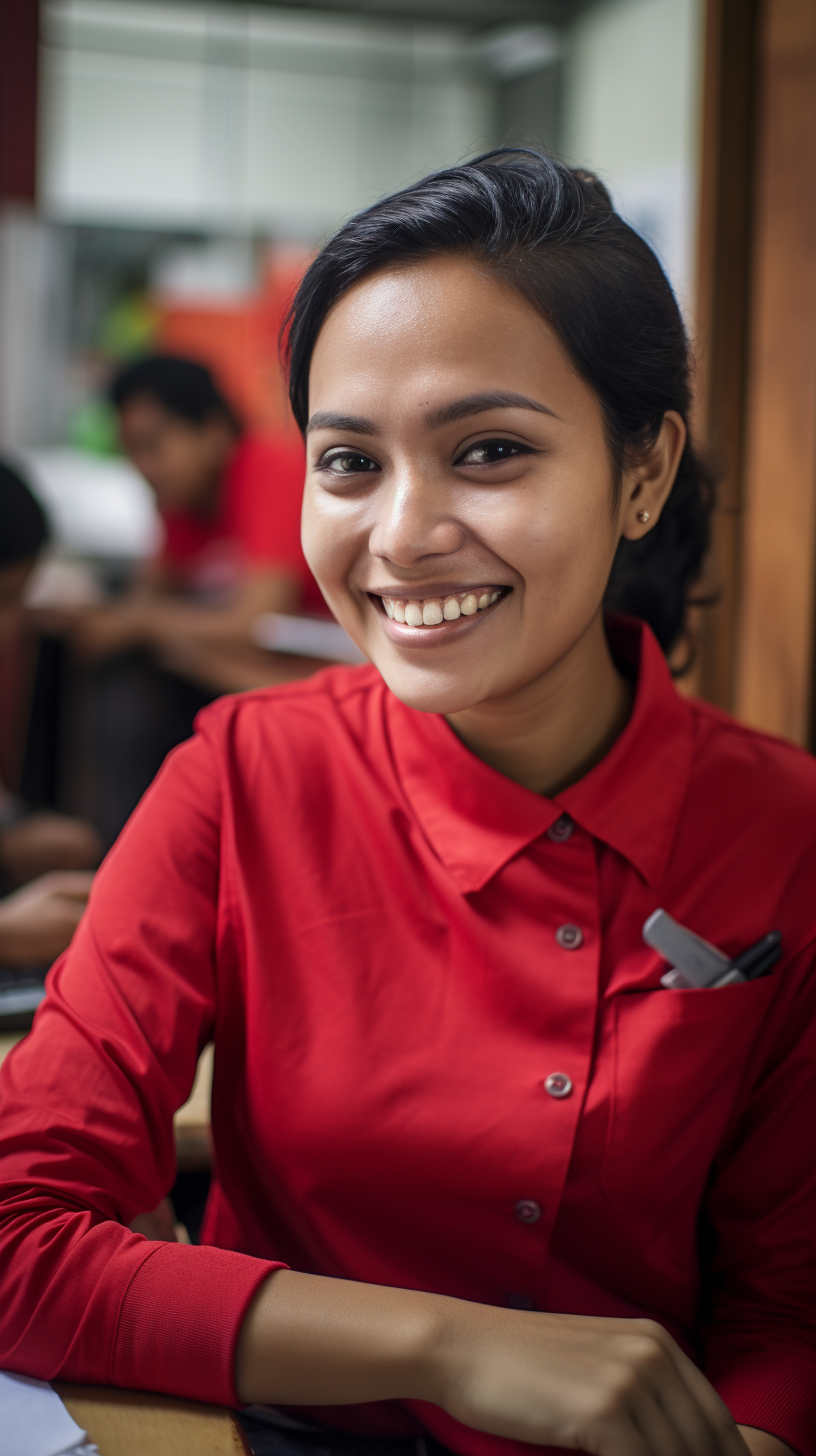 Indonesian woman at work smiling