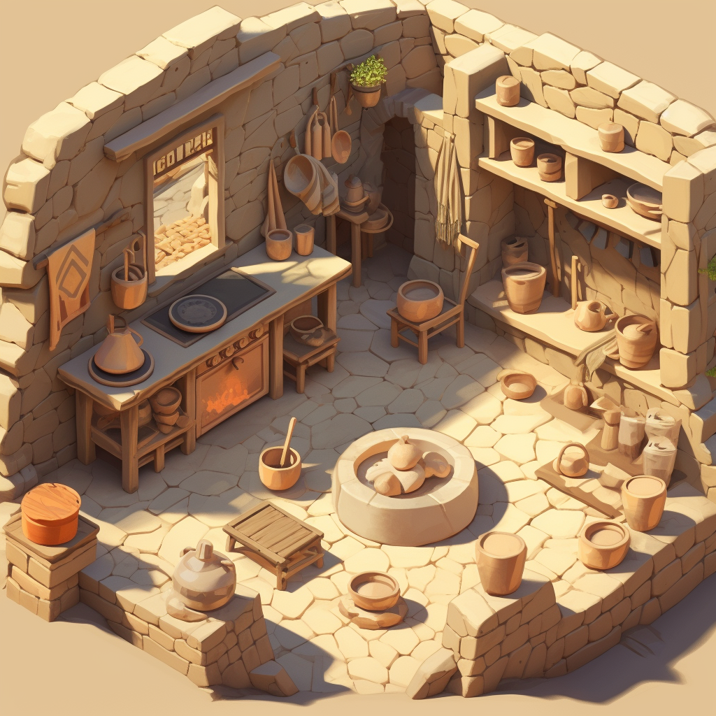 Ancient stone oven and mortar and pestle