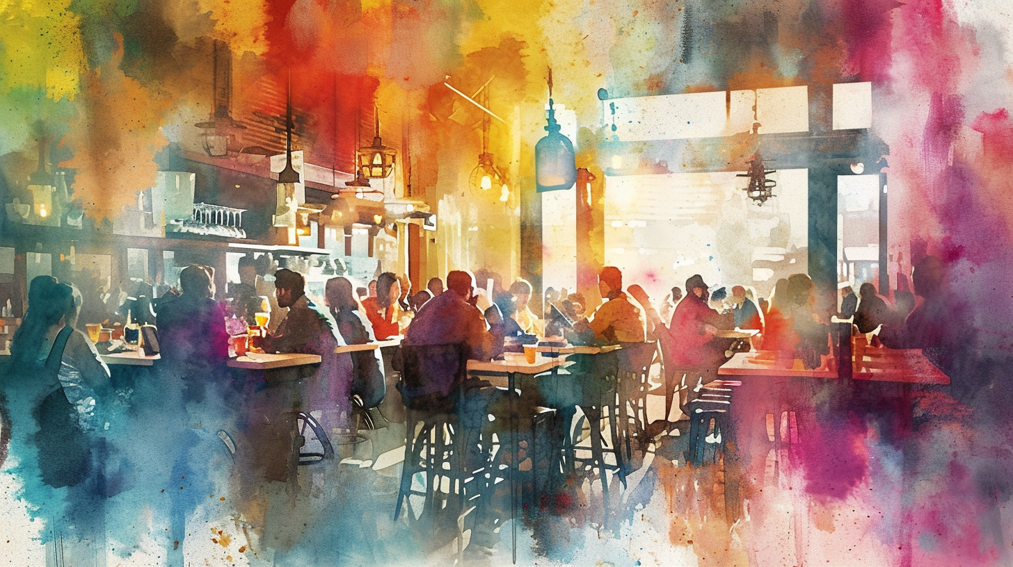 Abstract Watercolor Family Restaurant Concept