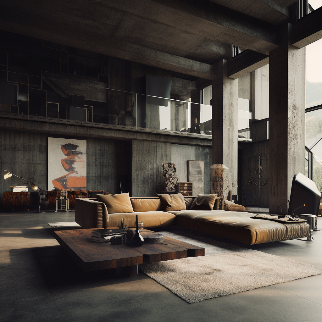 Beautiful industrial luxury apartment interior