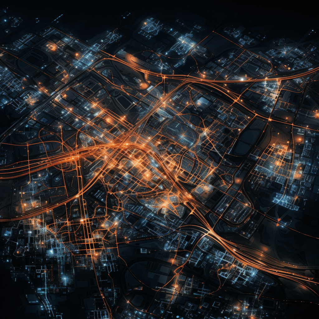 Satellite View of Industrial Site Lights