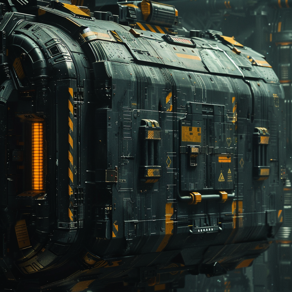 Closeup Industrial Spaceship Dark Yellow