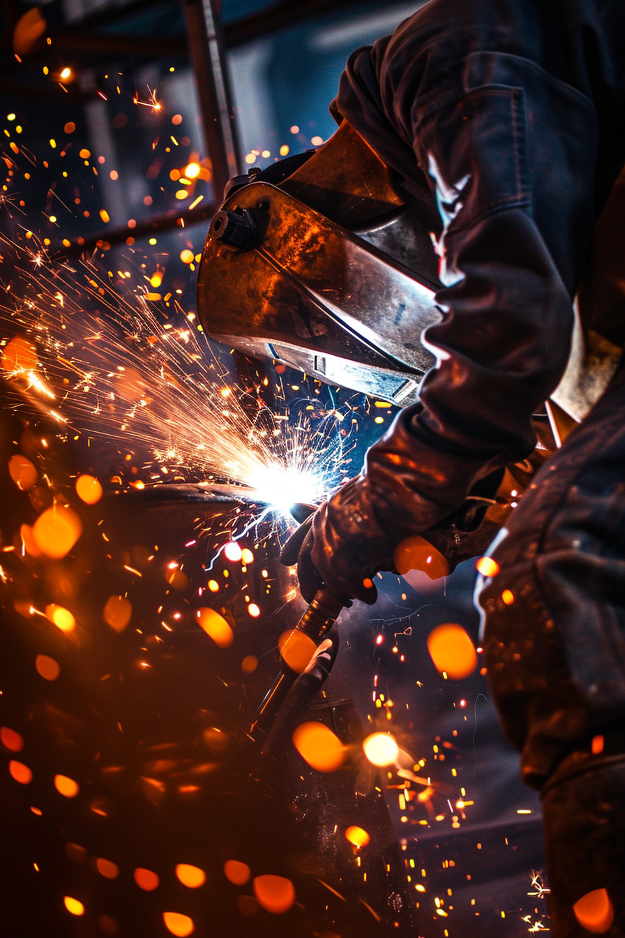 Industrial Welder with Torch Closeup