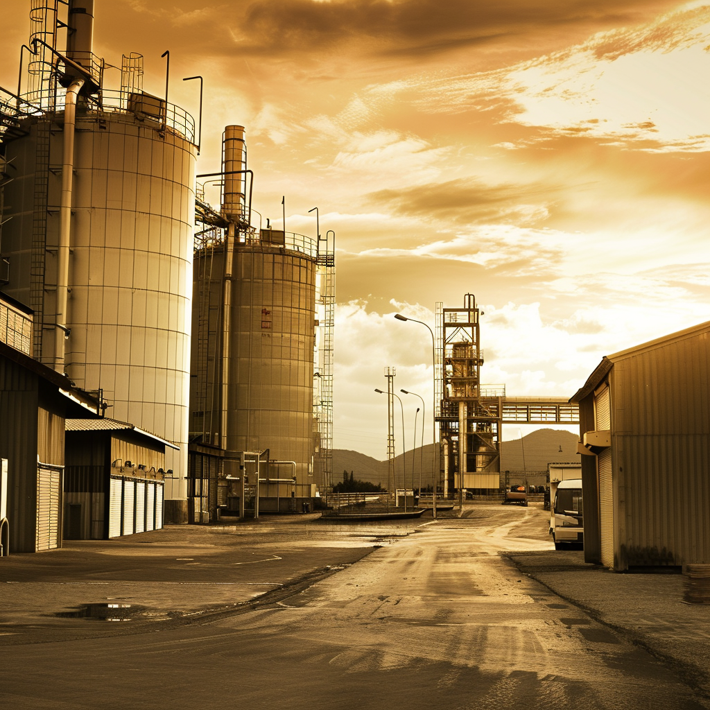 Sepia Tone Industrial Buildings Horizon