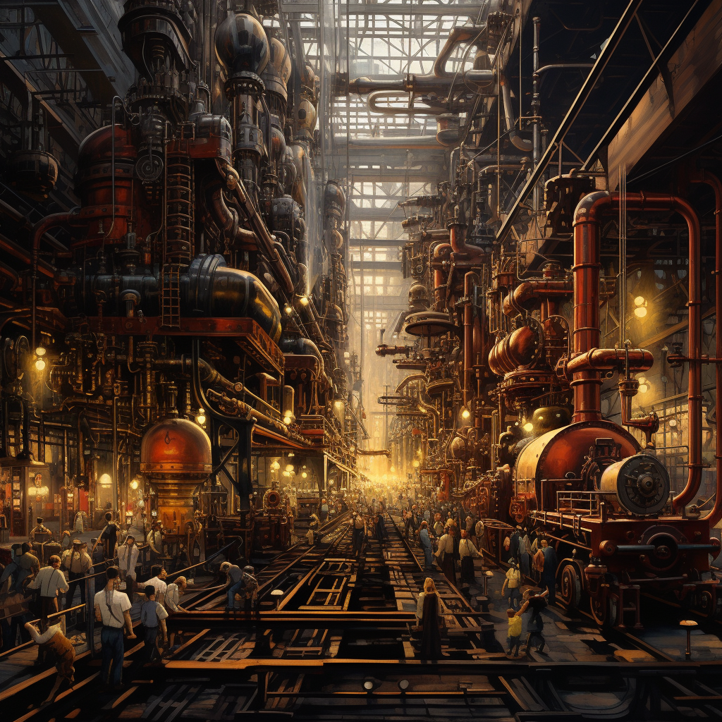 Massive industrial processes with machines and people