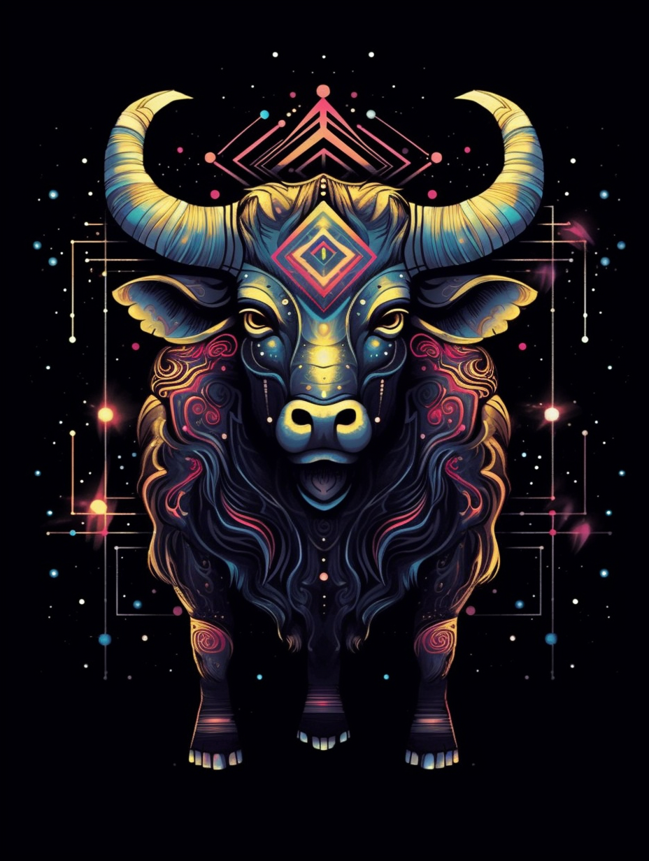 Infernal punk zodiac bull tattoo design