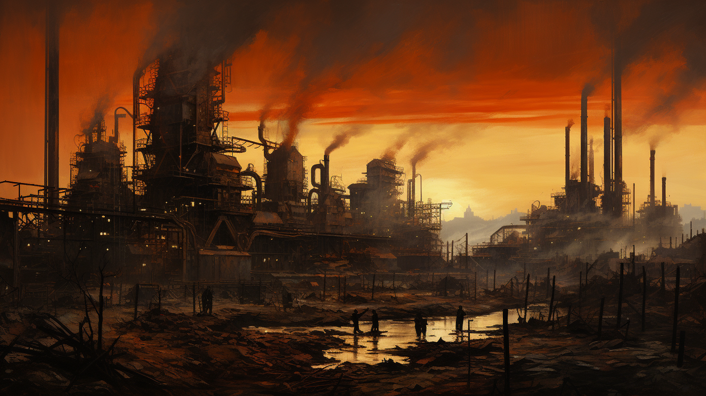 Industrial complex skyline view painting