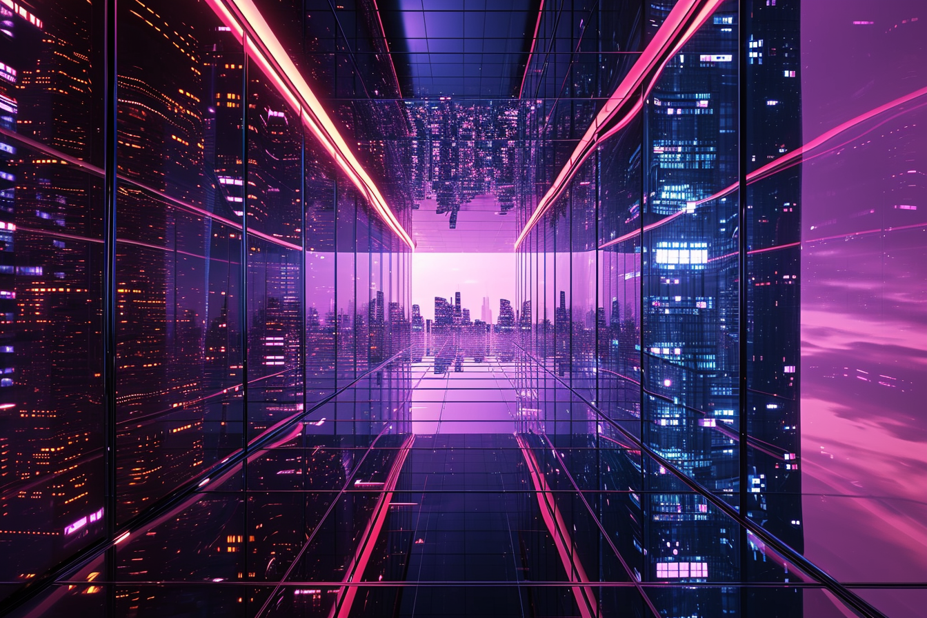 Infinite Mirrors of Cyber City Skyline