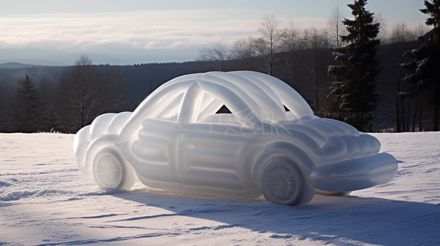 Inflatable Car Balloon in Snowy Setting