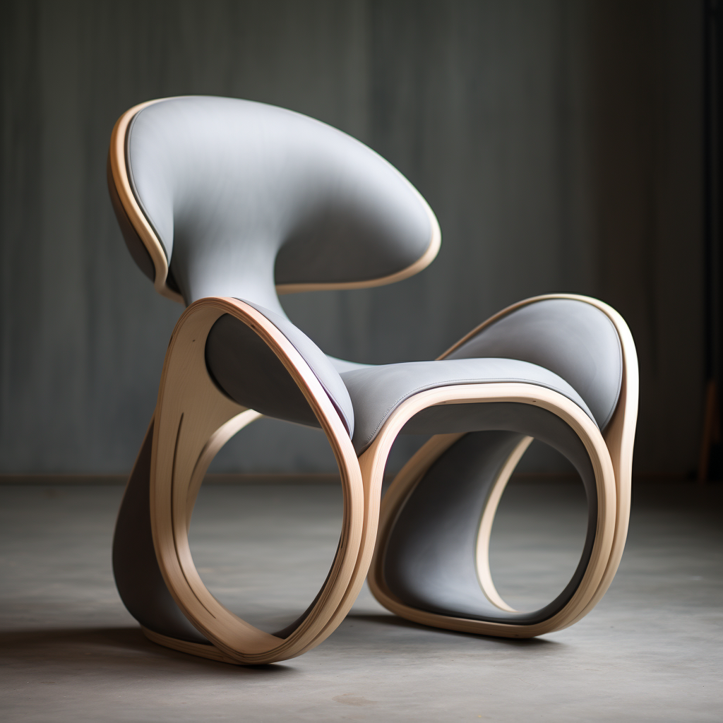 Chic inflated plywood chair in plain grey