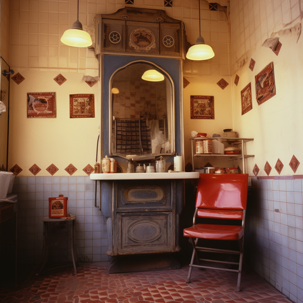 Italian theater-inspired bathroom decor