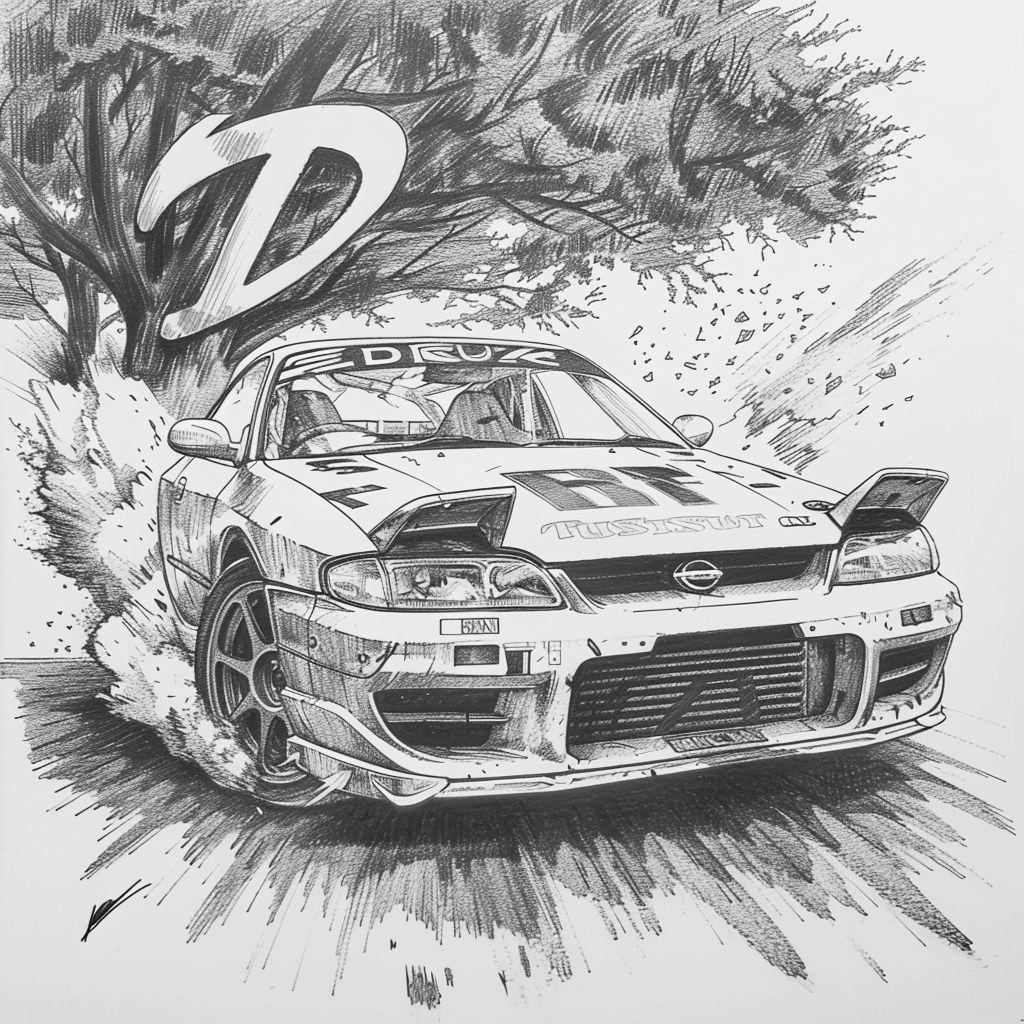 initial D in pencil drawing