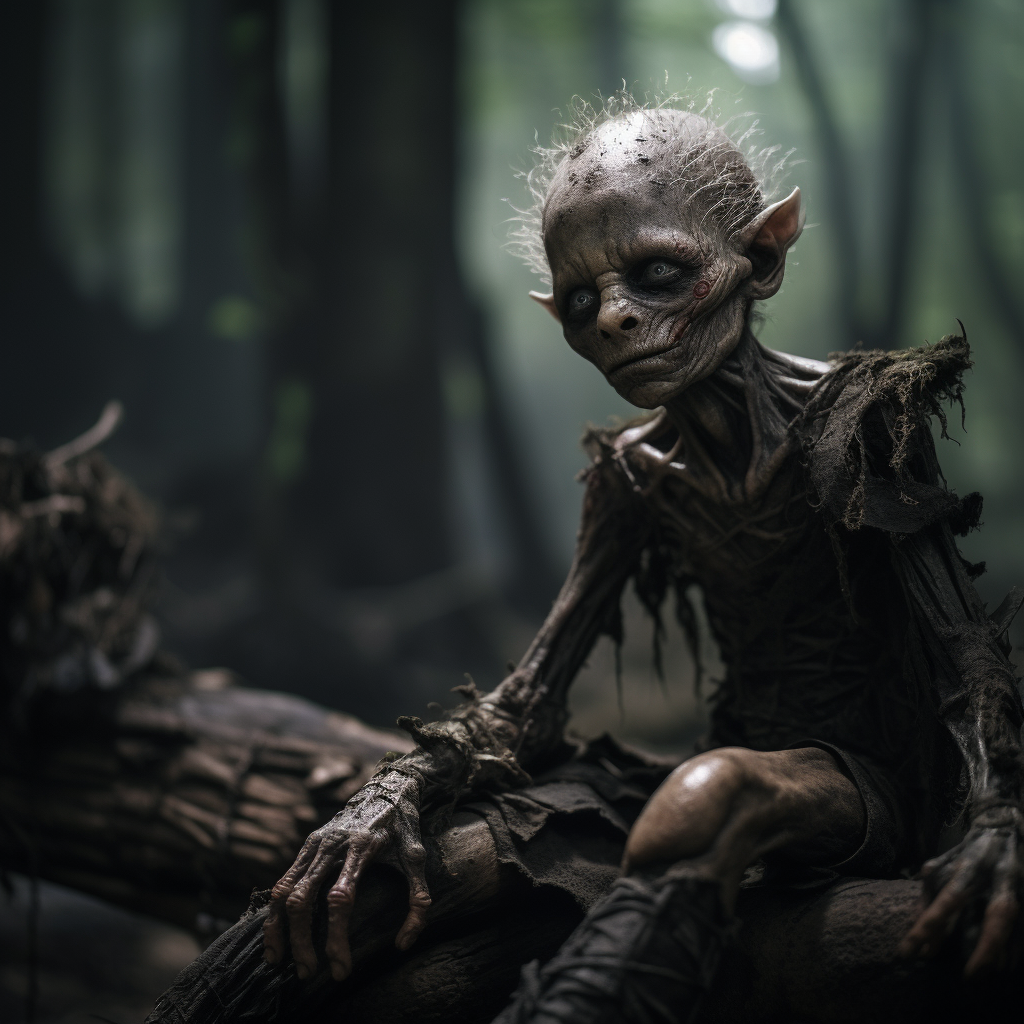 Injured Young Goblin in Dark Fantasy Forest