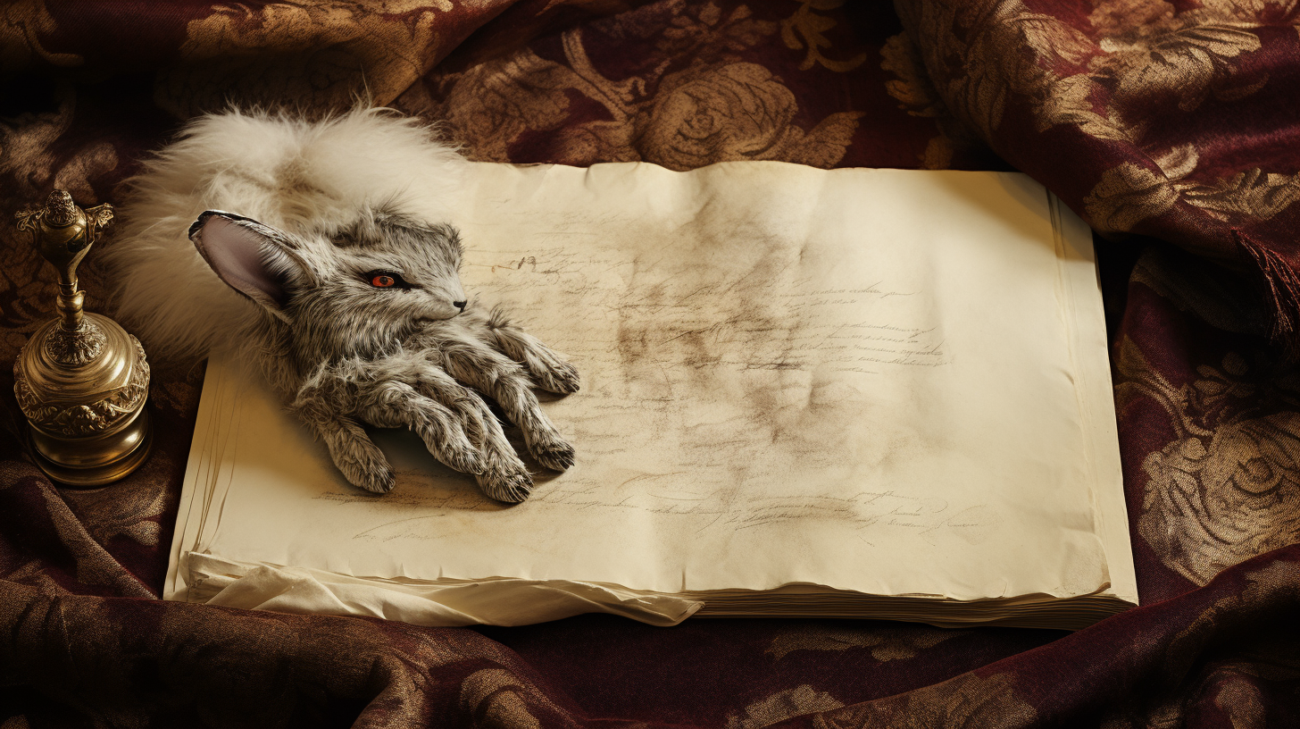 Close-up of Ink-Stained White Rabbit Paw