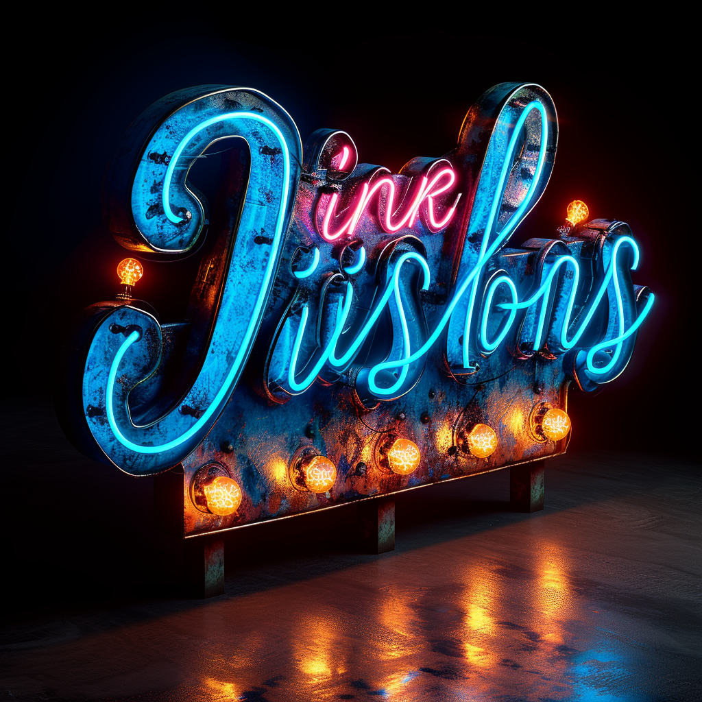 Neon Ink Visions Sign with Metallic Lights