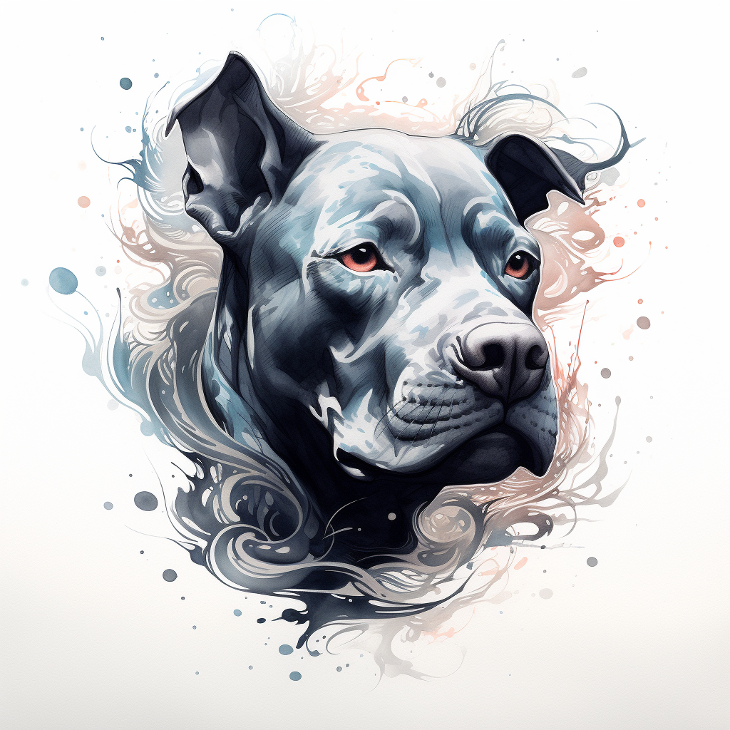 Pitbull with Swirls Sketch