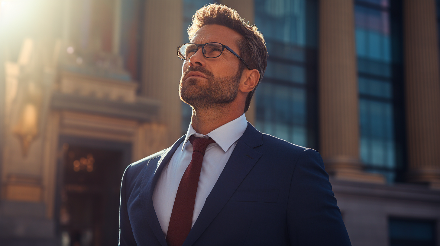 Insecure Modest Businessman Outdoors