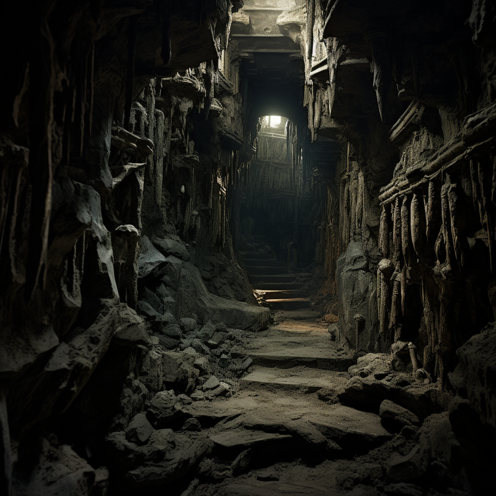 Mysterious catacomb with crooked floor