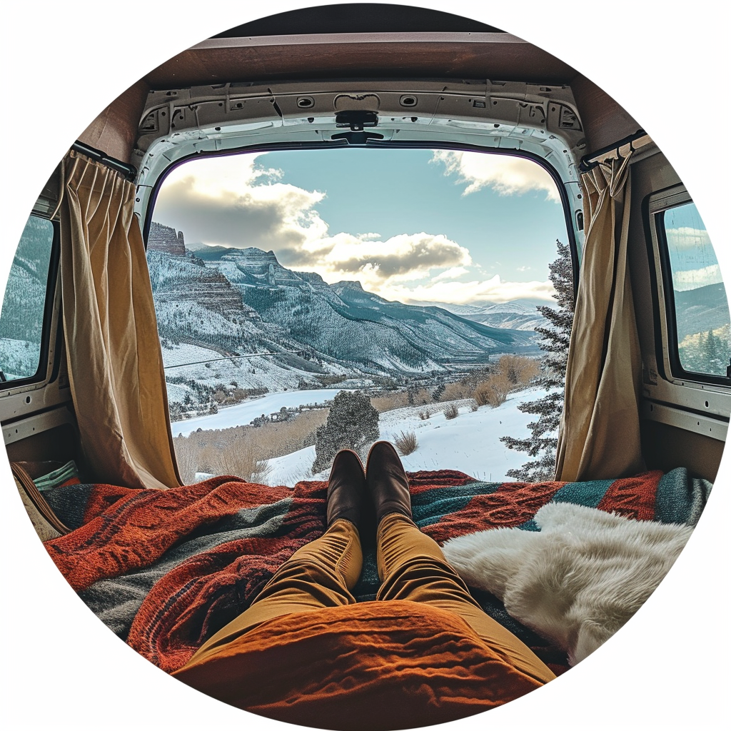 Van life with stunning mountain view