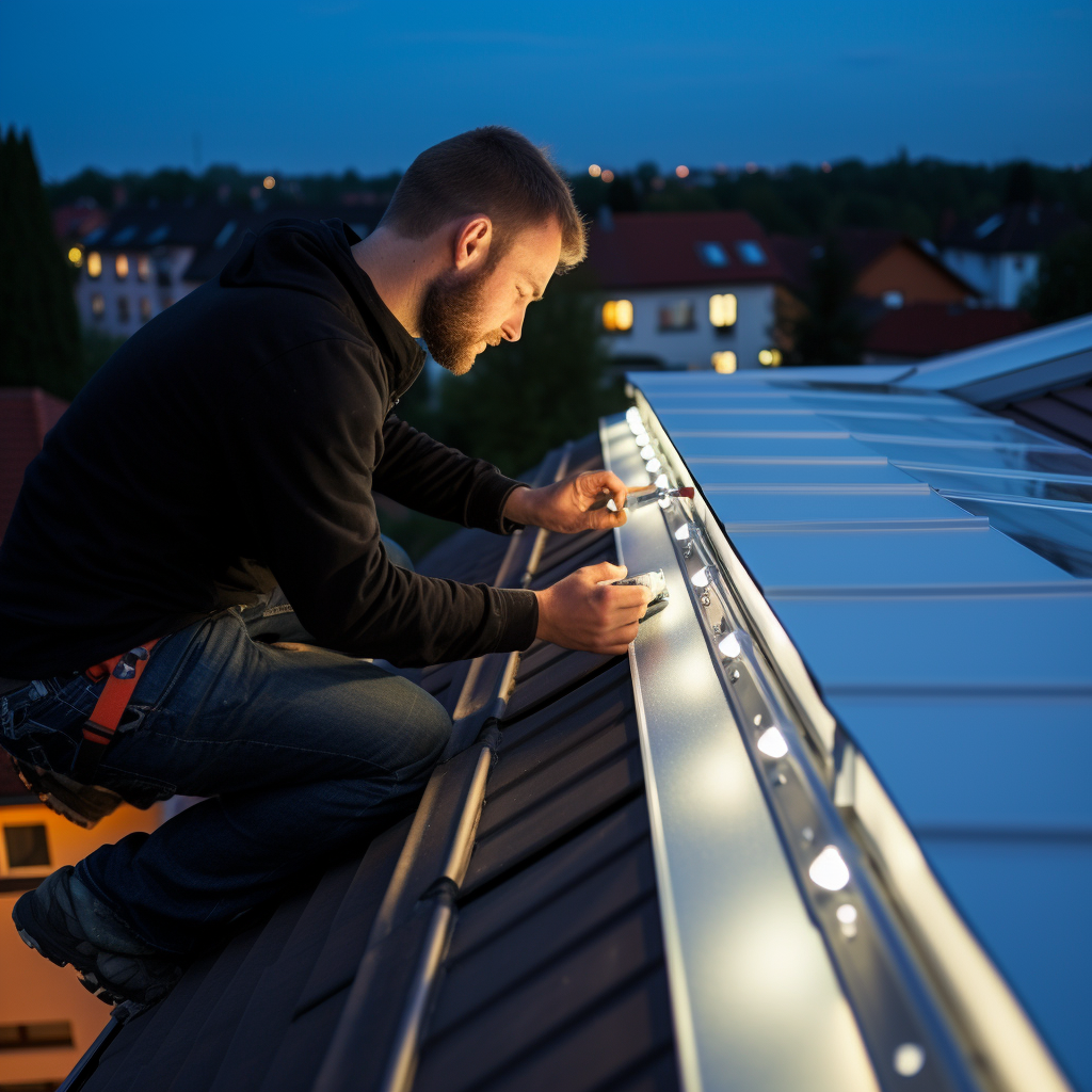 LED strip on house roof