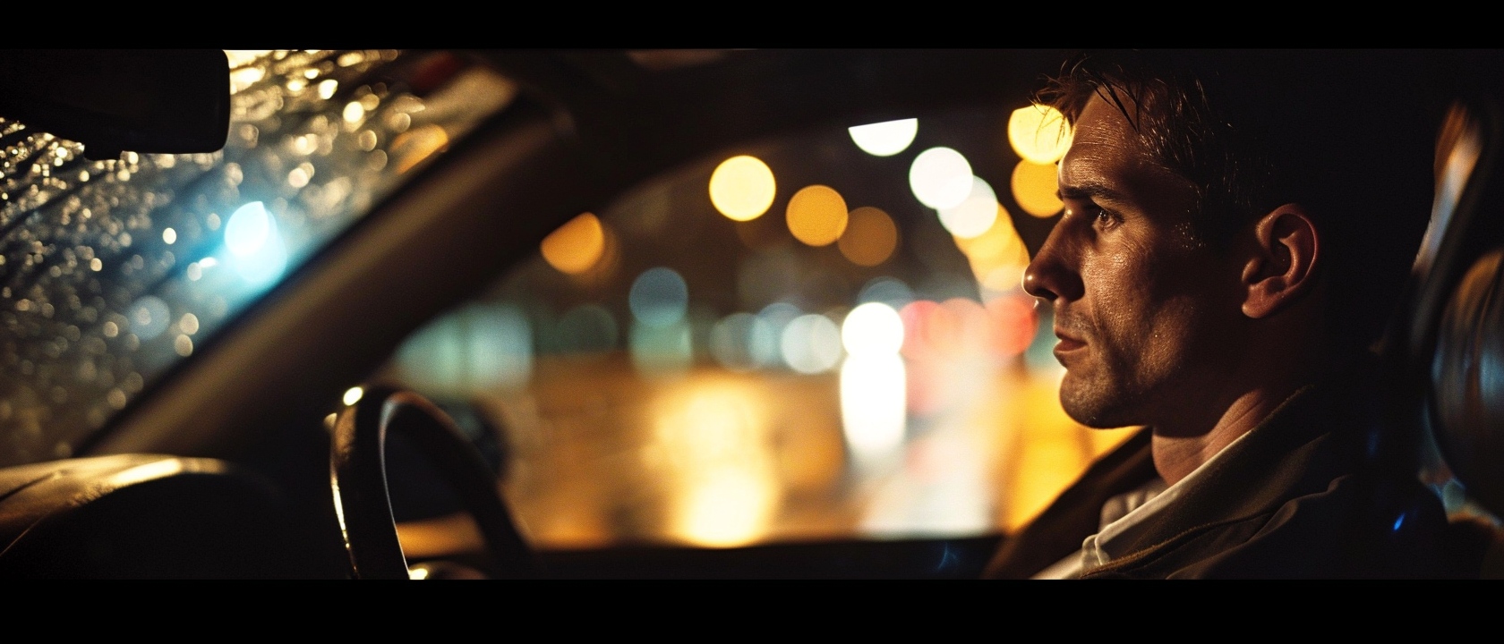 Man in Car Deep in Thought