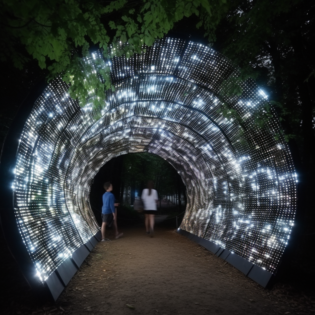 Colorful Interactive Light Tunnel in the Park