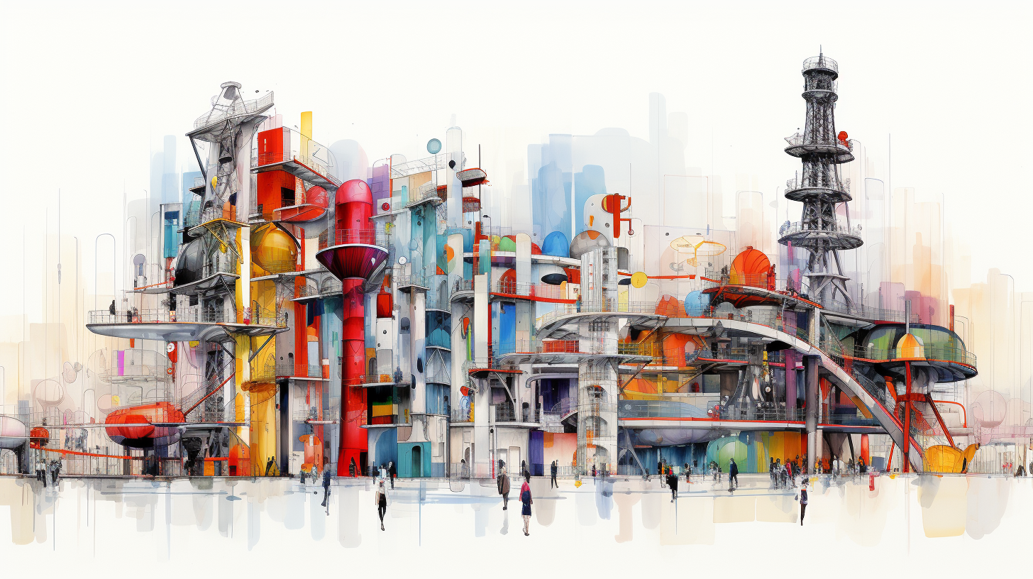 Interconnected landmarks in pastel watercolors