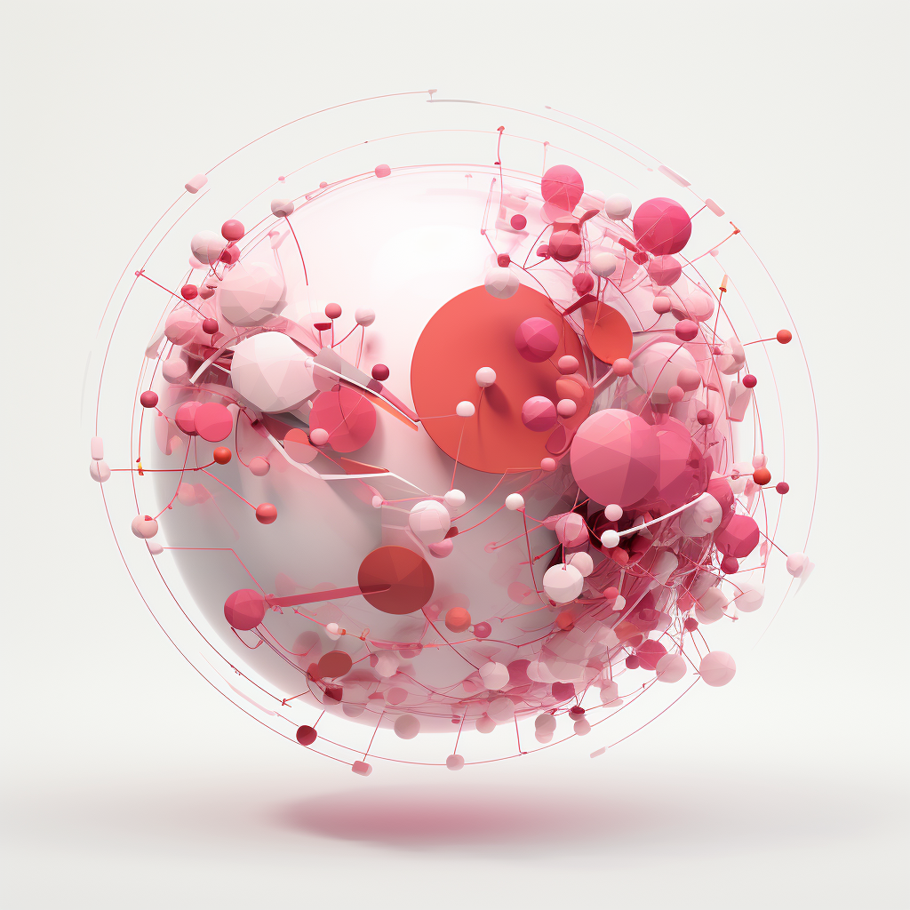 Circular economy pink sphere on white background