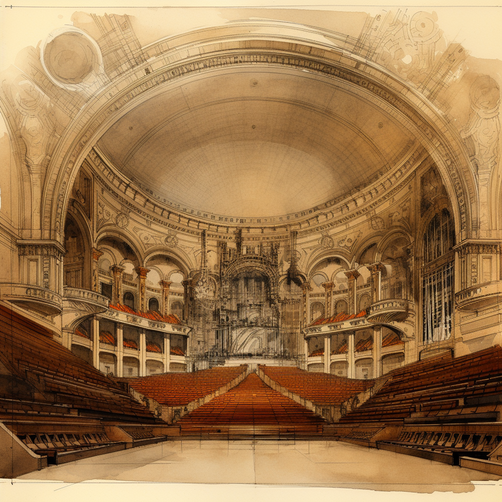 Louis Sullivan's hand sketch of Auditorium Theatre interior