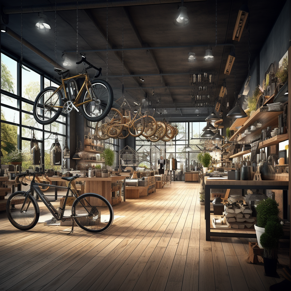 Modern bicycle store interior design