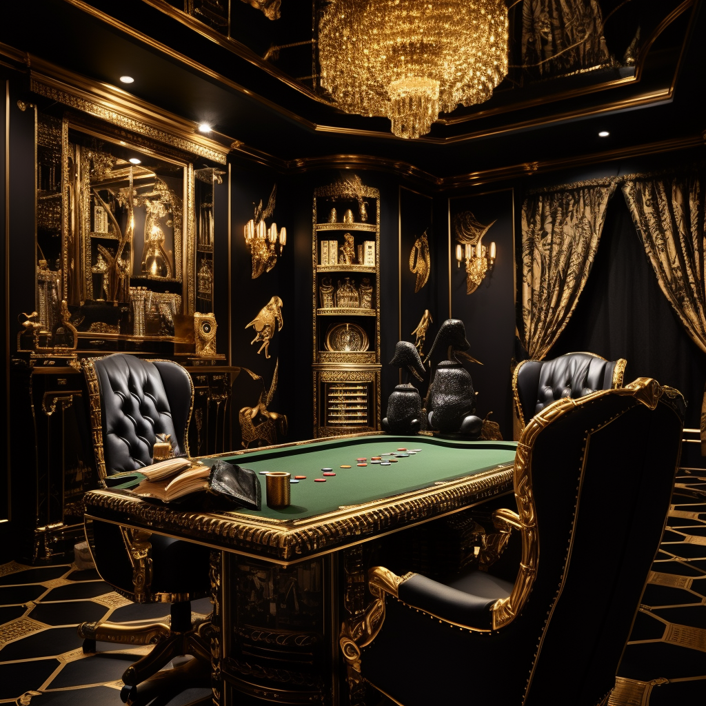 Interior Design Card Casino in Black and Gold