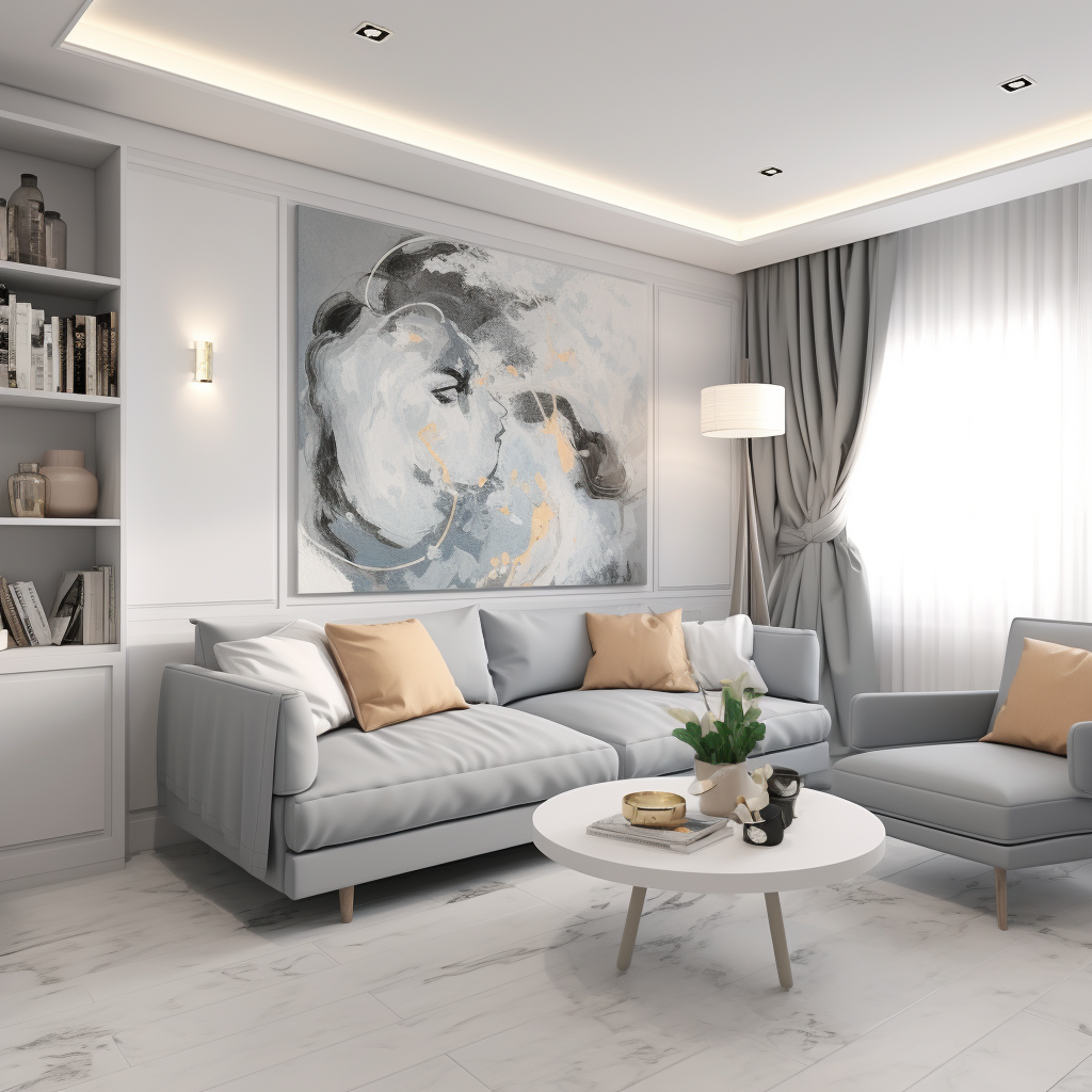 Gray and White Livingroom Design