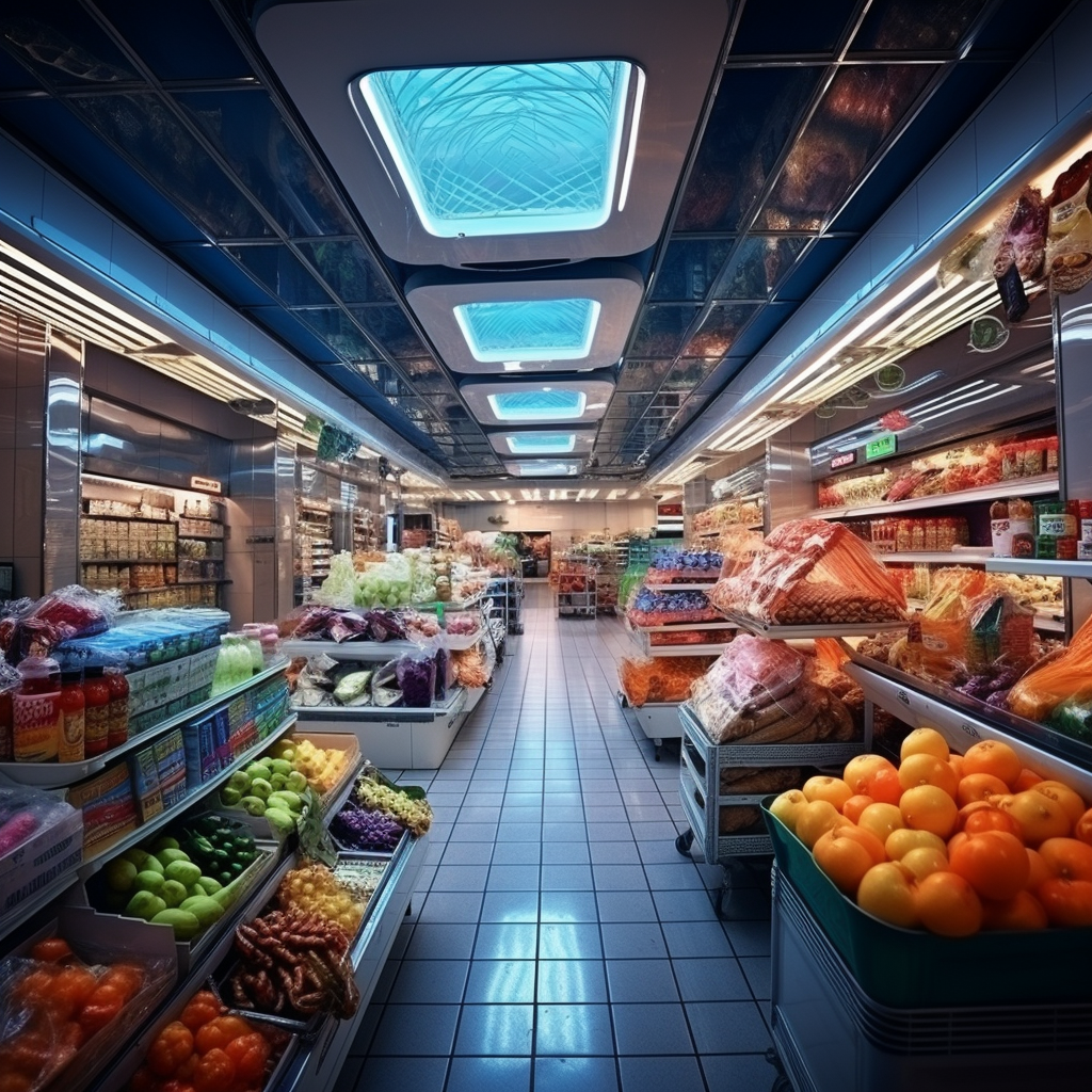 Vibrant interior of a supermarket