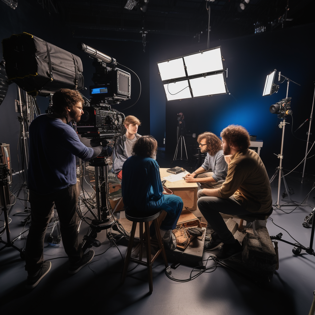 People working on TV production set