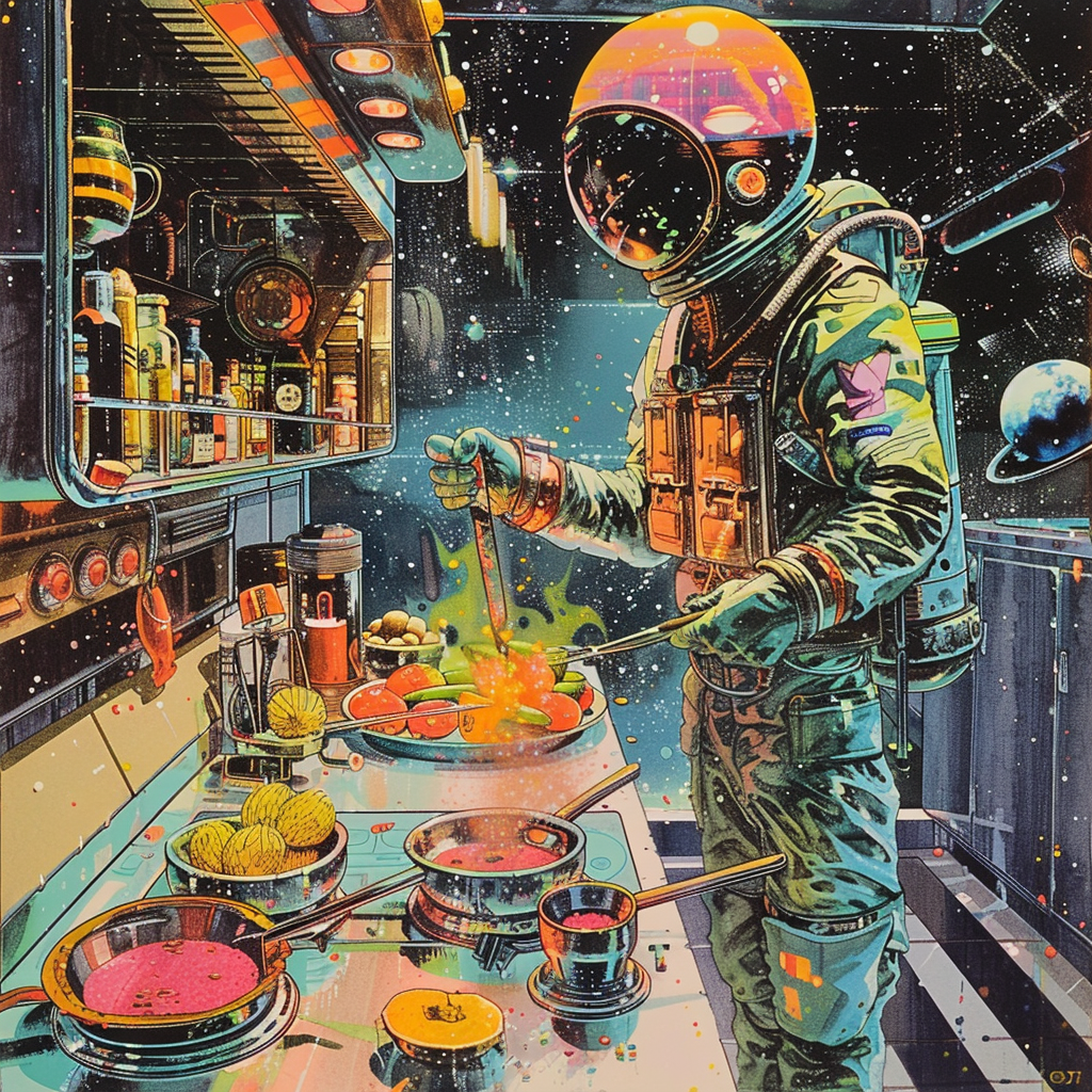 Interstellar hero preparing fruit salad